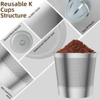 2 Pack Reusable K Cup Coffee Pods, Universal Stainless Steel Refillable K Cup Coffee Filters for Keurig 1.0 and 2.0 Coffee Makers