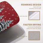 Christma Snowman Dish Drying Mat Winter Snowflake Large Kitchen Mats Dish Drying Pad Red Absorbent Dish Dryer Mat for Kitchen Countertops Microfiber Drainer Pad Dish Drying Mats (18x24 in)