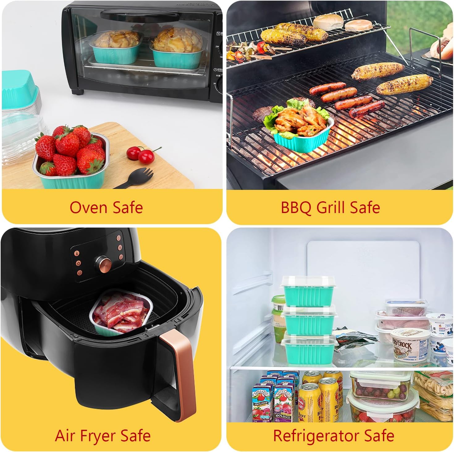 LNYZQUS 10oz/80pack Foil Mini Cake Tins with Lids 4”X4” Small Cake Baking Pans Cupcake Containers,Disposable Ramekins Mini Aluminum Brownie Pan Large Muffin Cups Holders-Cyan Blue