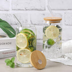 Glass Cups with Lids and Straws, 16oz Drinking Glasses, Iced Coffee Cups, Glass Tumbler with Lid, Great for Soda Boba Tea Cocktai (1 PACK)