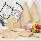 Homaxy 100% Cotton Waffle Weave Kitchen Dish Cloths, Ultra Soft Absorbent Quick Drying Dish Towels, 12 x 12 Inches, 8-Pack, Apricot