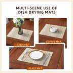 Dish Drying Mat, Diatomaceous Earth Soft Coffee Mat, Absorbent Silicone Dish Drying Mat for Kitchen Counter or Sink for Kitchen Bathroom Coffee Bar (Linear Pattern, 12 x 16 Inches)