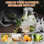 SUSTEAS 3 Litre 101oz Glass Pitcher Jar with Lid and Nozzle, 3.17Quart Cold/Hot Water Glass Water Bottle, Ice Tea for Refrigerator, Large Water Jar for Juice, Milk, Coffee or Homemade Drinks