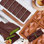 Chocolate Bar Molds 2 Pack,Deep Dubai Pistachio Stuffed Bar Silicone Mold for Making Filling Rhombus Shapes Candy Granola and Pastry Snacks