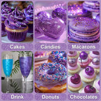 Purple Edible Glitter - 5g Food Grade Cake Decorating Shimmering Glitter, Edible Sprinkle Luster Dust for Drinks, Chocolates, Fondant, Strawberries, Cupcakes, Candy, Cookie - Vegan