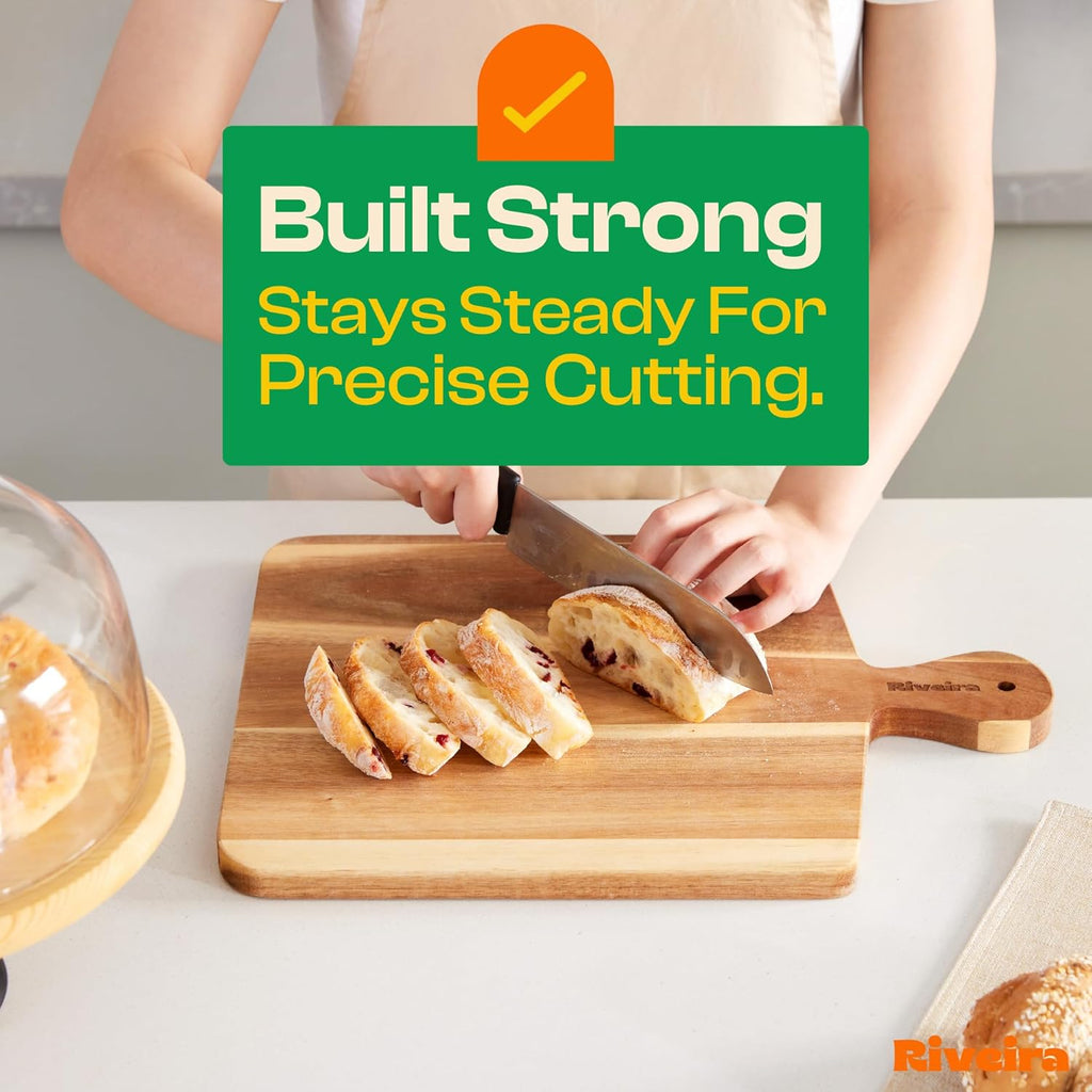 Riveira Acacia Wood Cutting Board – Gourmet Acacia Grandeur: 17 x 13 Wooden Cutting Board – Natural Wooden Cutting Boards For Kitchen Decorative – Innovative Juice Grooves Acacia Wooden Chopping Board