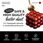 MONÉGASQUE Red Edible Glitter for Drinks 7g – Red Edible Glitter for Cakes & Cocktails - Burgundy Halloween Sprinkles Luster Dust for Cake & Cocktail - Drink Shimmer & Food Decorations Spray Sparkles