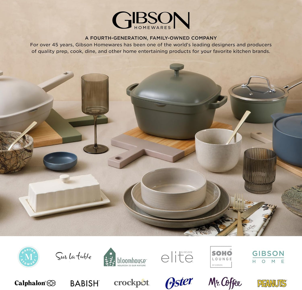 Gibson Elite Gelston Stoneware Matte Reactive Glaze 16 Piece (Service for 4) Plates and Bowl Dinnerware Set - Cream