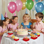 25 Pack Square Mini Cake Pans with Lids,Mini Loaf Pans with Lids,Aluminum Foil Baking Cups,Disposable Ramekins Cupcake Cups,Dessert Cups for Wedding Birthday Party Picnics,5oz (Red)