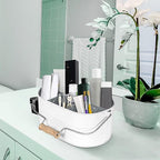 Alpha Living Home 4-Compartment Flatware Caddy - Metal Cutlery Holder Silverware & Condiment Organizer - Perfect for Kitchen, Dining, and Picnics (White)