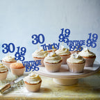 Gyufise 24Pcs Vintage 1995 Cupcake Toppers Cheers to 30 Fabulous Thirty Cupcake Picks Decorations for 30th Birthday Wedding Anniversary Party Supplies Deep Blue