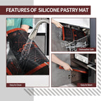 Silicone Pastry Mat Extra Large with Measurements 26''x16'' for Reusable,Non-slip Silicone Baking Mat, Counter, Dough Rolling, Oven Liner,Fondant/Pie Crust (Translucent_Red, 16''W x 26''L)