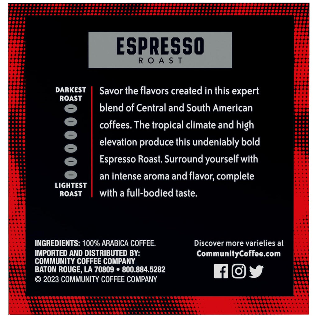 Community Coffee Dark & Bold Espresso Roast Coffee Pods, 72 count, Extra Dark Roast Compatible with Keurig 2.0 K-Cup Brewers, 12 Count (Pack of 6)