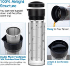 25oz Cold Brew Coffee Maker 4 Cup Capacity Tea Maker, Iced Coffee Pot, Cold Heat Resistant Borosilicate Glass Carafe, Stainless Steel Mesh Filter Basket and Black Freshness Lid