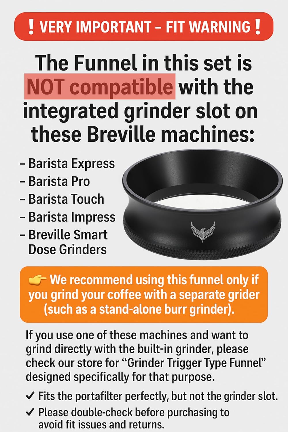 Breville Bambino Accessories Set 54mm Magnetic Dosing Funnel, Puck Screen,Bottomless Portafilter, 30LB Tamper, Leveling Tool, and WDT – Complete Barista Set