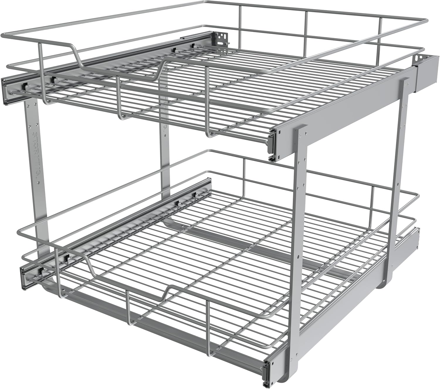 2 Tier Pull Out Cabinet Organizer 20" W X 22" D, Slide Out Drawers For Kitchen Cabinets, Pull Out Drawers For Cabinets Capacity Heavy Duty Caddy, Cabinet Pullout Shelves Chrome-Plated,Bathroom Pantry