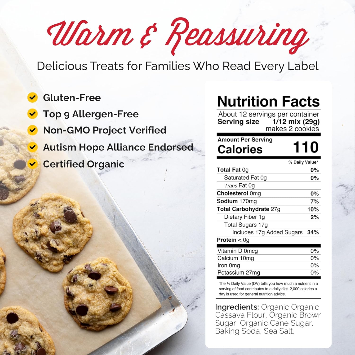 Otto's Naturals Grain-Free Ultimate Cookie Mix, 12.2 Oz., Top 9 Allergen-Free, Organic Cassava Flour, Gluten Free, Non-GMO, Vegan, Plant-Based