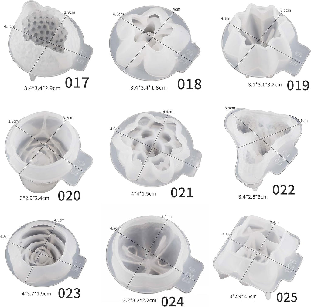 18 Pack Flower Succulent Candle Molds Peony Rose Resin Casting Silicone Molds for Home Decor & Candle Making Wave Spiral Mold