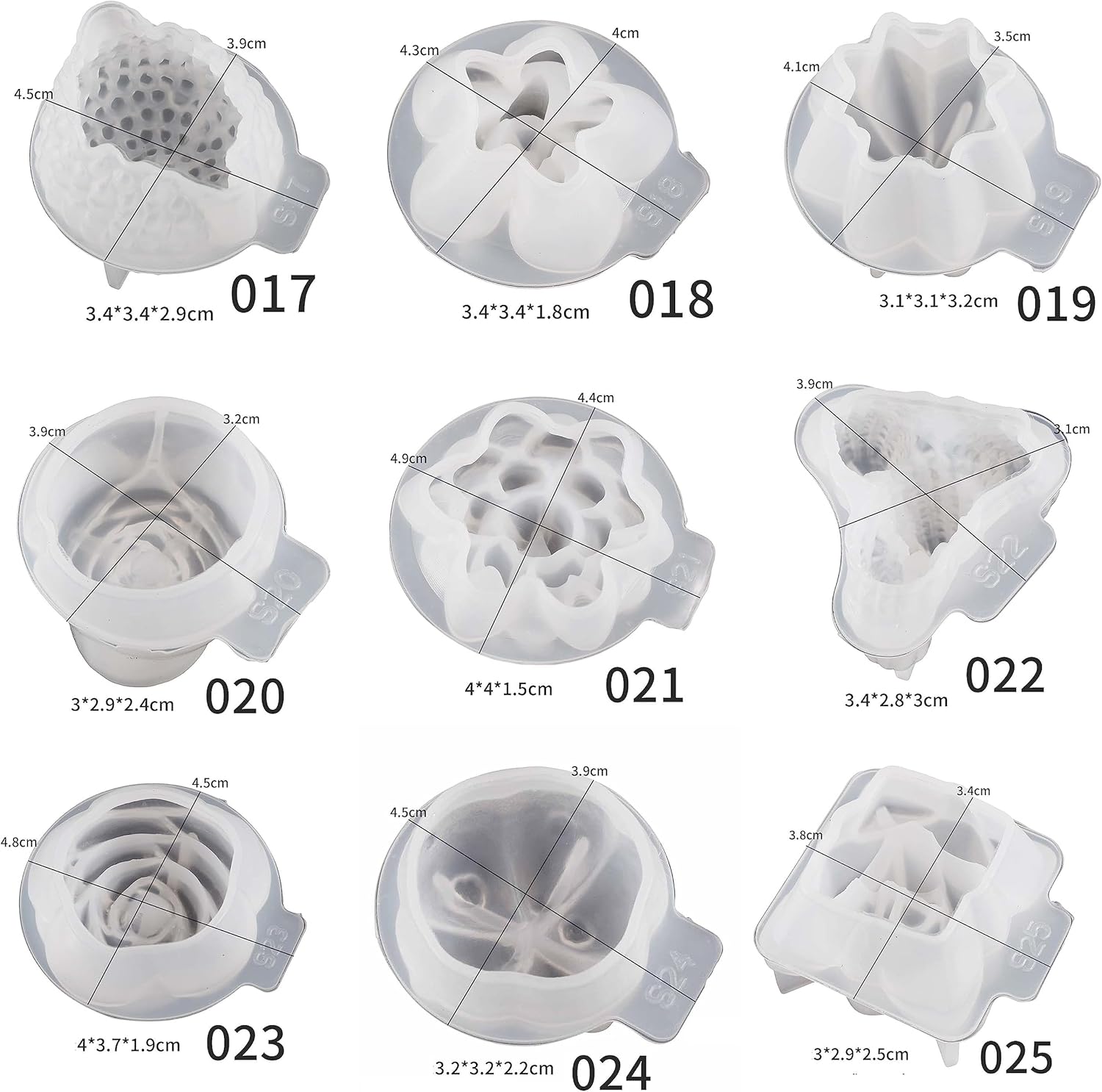 18 Pack Flower Succulent Candle Molds Peony Rose Resin Casting Silicone Molds for Home Decor & Candle Making Wave Spiral Mold
