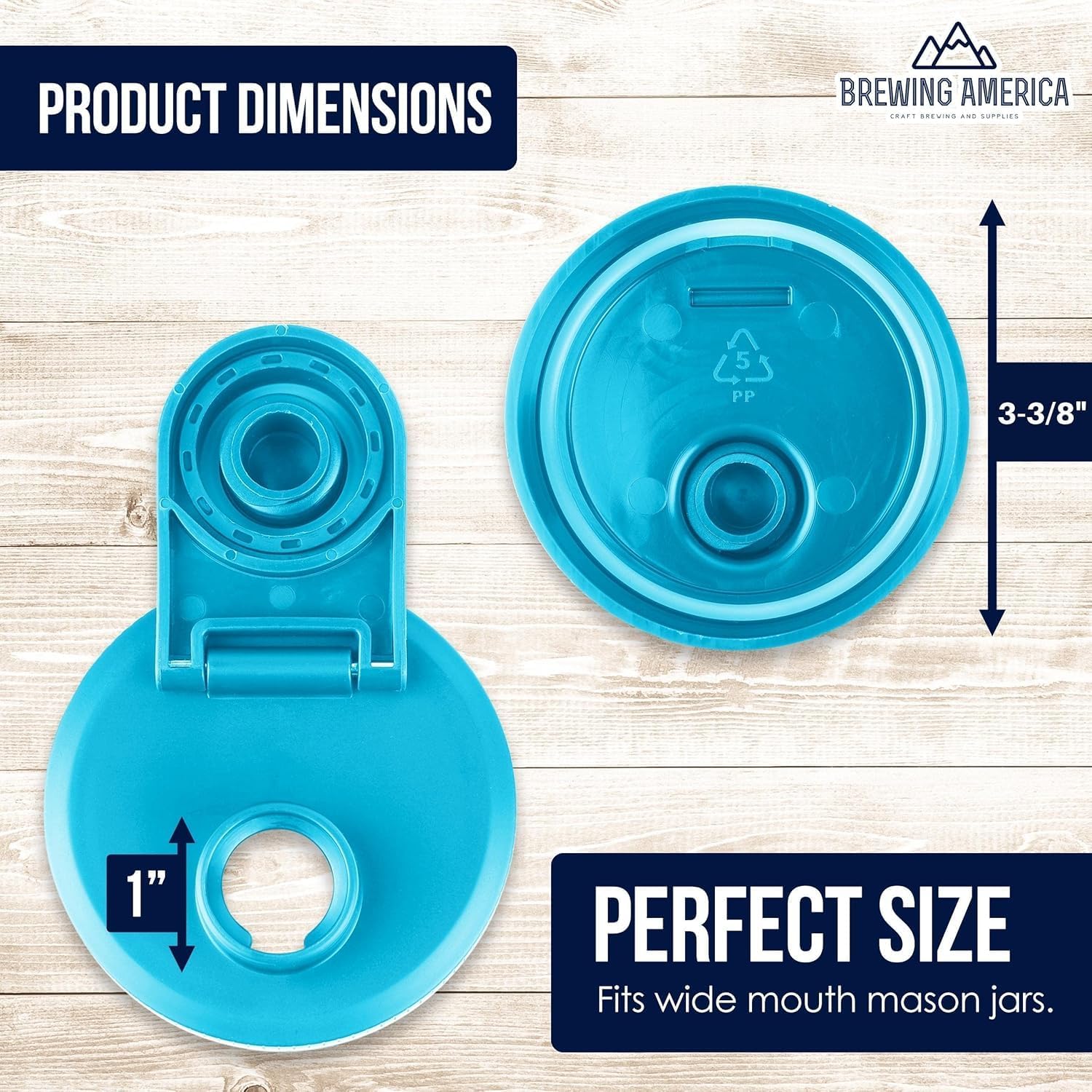 Brewing America Mason Jar Drinking Cup Pint and Half Drinking Lid and Azure 24oz Jar (1, Teal)