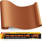 Large Oven Liners for Bottom of Oven, 17"x75" Heavy Duty Non-Stick Oven Liner Mat, Reusable Heat Resistant Grill & Baking Mat, BPA/PFOA Free Roaster Liners, Fits Electric, Gas, Toaster Ovens (Copper)