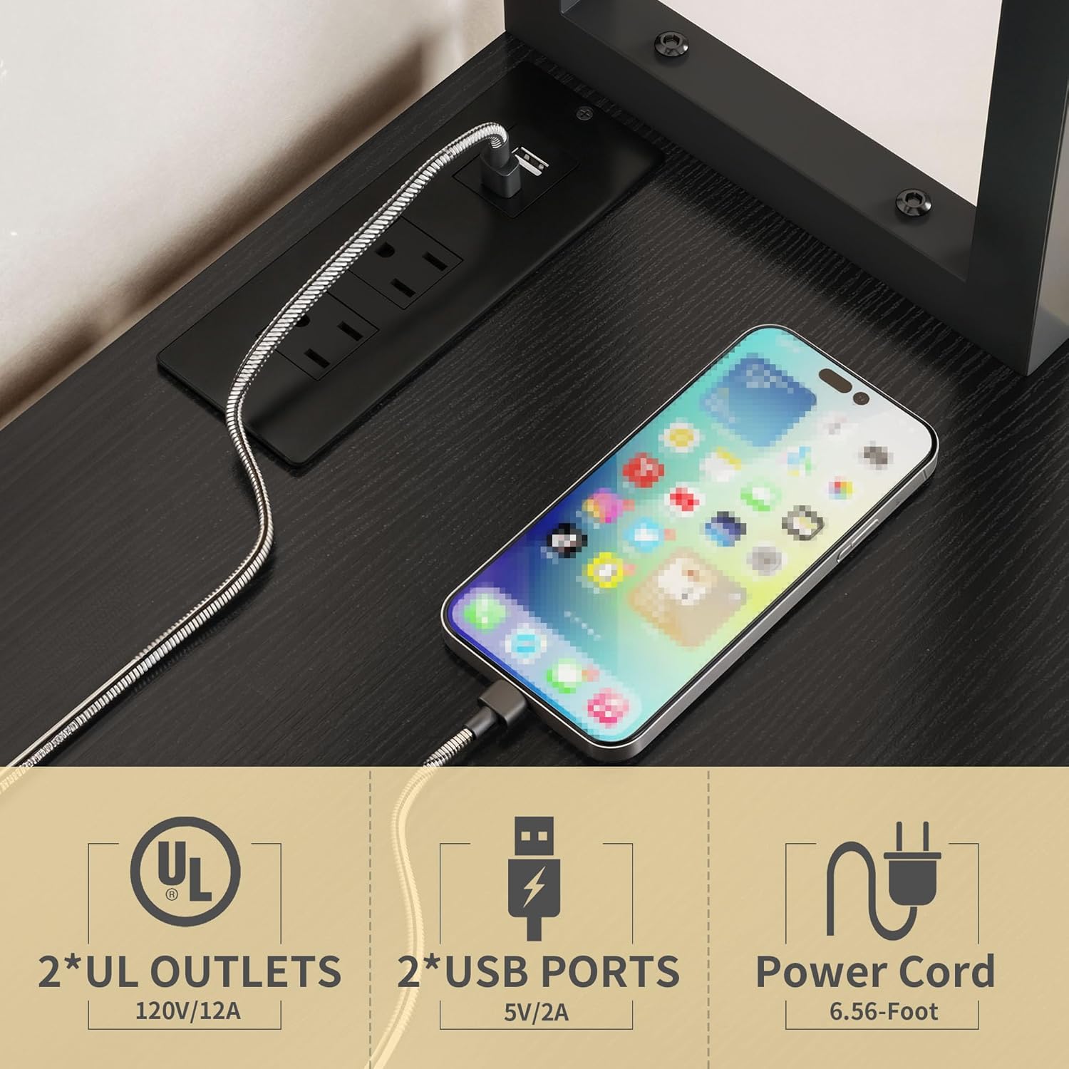 YITAHOME Bakers Rack with Storage Microwave Stand with Trash Can Bin Cabinet and Power Outlet 6-Tiers Coffee Stand Large Microwave Table for Kitchen Dining Room Living Room Black