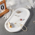 Koville Natural Marble Tray for Bathroom Countertop, Marble Storage Trays for Perfume, Cosmetics, Jewelry, Vanity Tray Stone Trays for Kitchen, Decorative Tray for Dresser Organizer(Calacatta White)