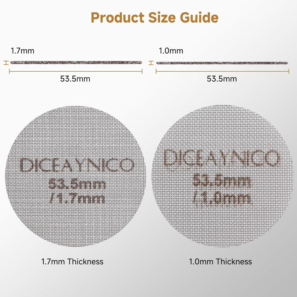2 Pieces Espresso Puck Screen,Metal Coffee Filter,1.0mm & 1.7mm Thickness 150μm - 316 Stainless Steel,Reusable Barista Espresso Filters for Espresso 53.5mm Portafilter Filter Basket