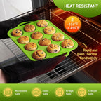 12 Cups Silicone Muffin Pan with Metal Reinforced Frame Regular Size Cupcake Pan Tray Egg Bites Silicone Circle Cookie Molds Muffin Tin Tart Pans Baking Sheet Set for Oven Dishwasher Safe