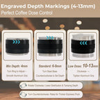 58mm Coffee Distributor & Tamper - Dual Head Adjustable Depth for Breville Barista Pro/Express/Touch - 304 Stainless Steel Coffee Leveler and Hand Tamper, Black