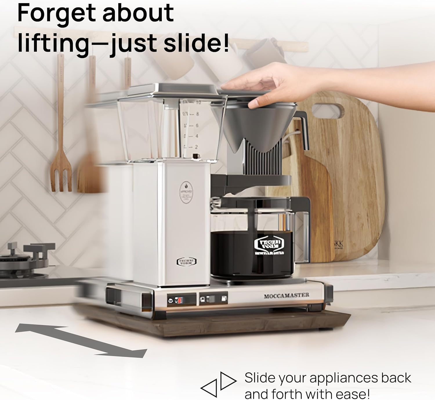 Ibyx Elegant Sliding Tray for Your Coffee Maker & Heavy Kitchen Appliances - Sturdy, Slides Easily from Under The Cabinet (Brown, 13”W x 10.5”D)