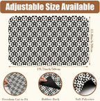 Black and White Checkered Flower Dish Drying Mat for Kitchen Counter Absorbent Coffee Bar Mat with Hide Stain Rubber Backed Coffee Maker Espresso Machine Cafe Table Accessories 11.8 x 19.7 Inch