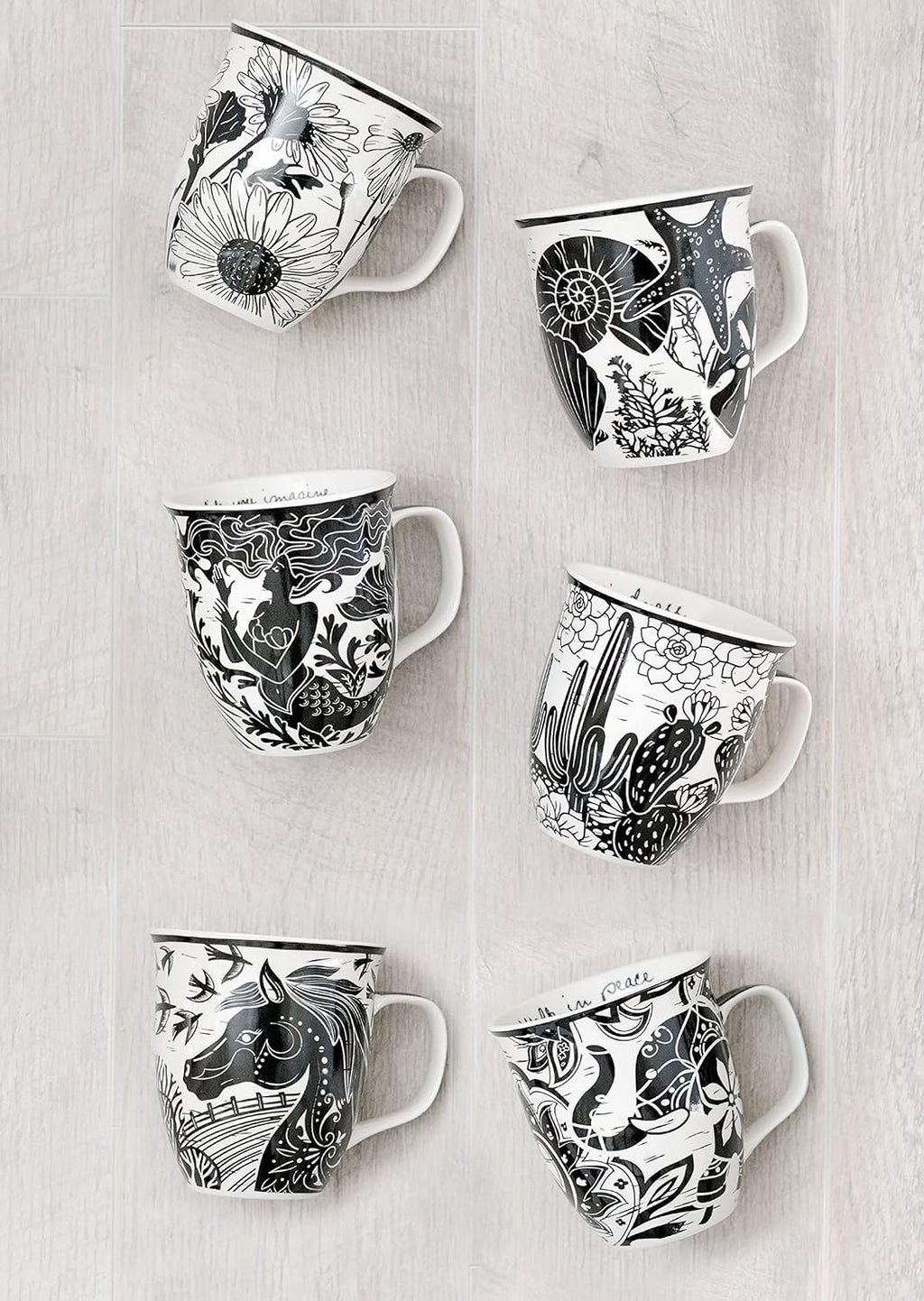 Karma Gifts 14 oz Black and White Boho Mug Sugar Skull - Cute Coffee and Tea Mug - Ceramic Coffee Mugs for Women and Men