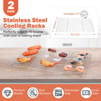 Homikit Wire Rack for Cooking, Stainless Steel Large Baking Cooling Rack for Oven Cooking Roasting Grilling Bacon Cookies, Fit Jelly Roll Sheet Pan, Dishwasher Safe,15.2”*11.2”
