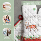 Maison d' Hermine 100% Cotton Oven Mitt & Pot Holder Set (7.5"x13" & 8"x8") Heat Resistant BBQ Cooking Gloves with Loop, Baking, Grilling, Kitchen, Handling Hot Pans (Christmas Tradition)