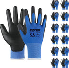 DULFINE Safety Work Gloves PU Coated-12 Pairs,Blue Seamless Knit Glove with Polyurethane Coated Smooth Grip on Palm & Fingers, for Men and Women, Ideal for General Duty Work (XX-Large)