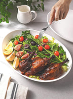 Sweese 2-Pack Porcelain Oval Serving Platters, White High-Grade Durable Professional, 14.5 Inch 2.0 Count