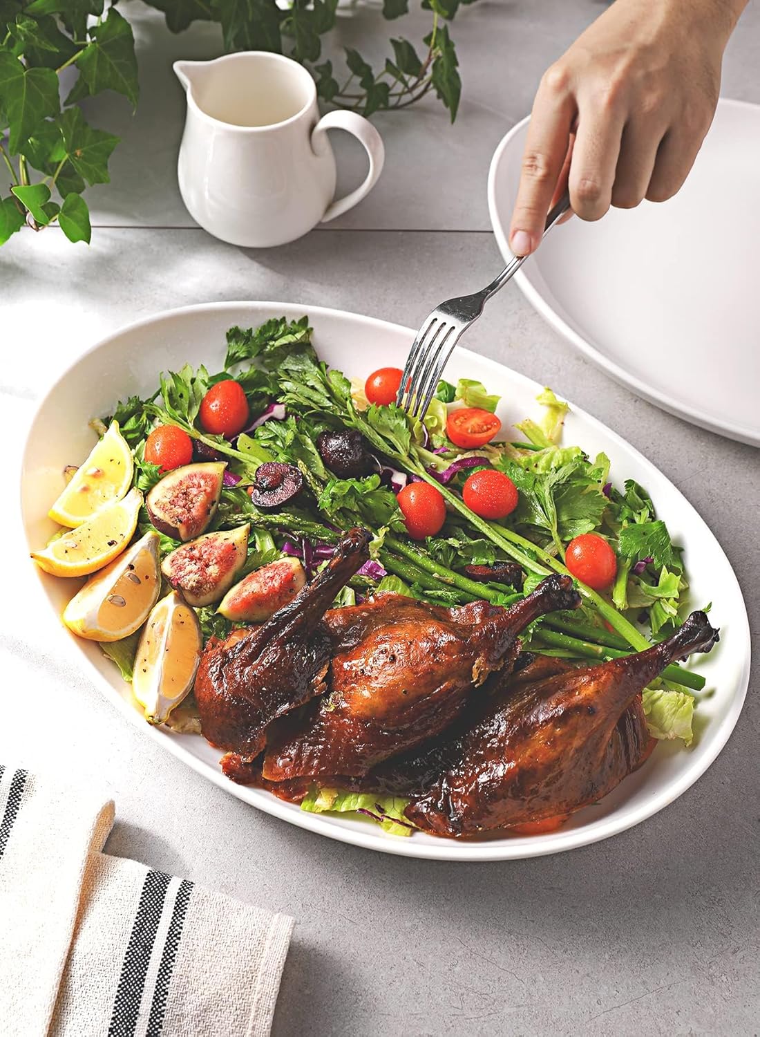 Sweese 2-Pack Porcelain Oval Serving Platters, White High-Grade Durable Professional, 14.5 Inch 2.0 Count