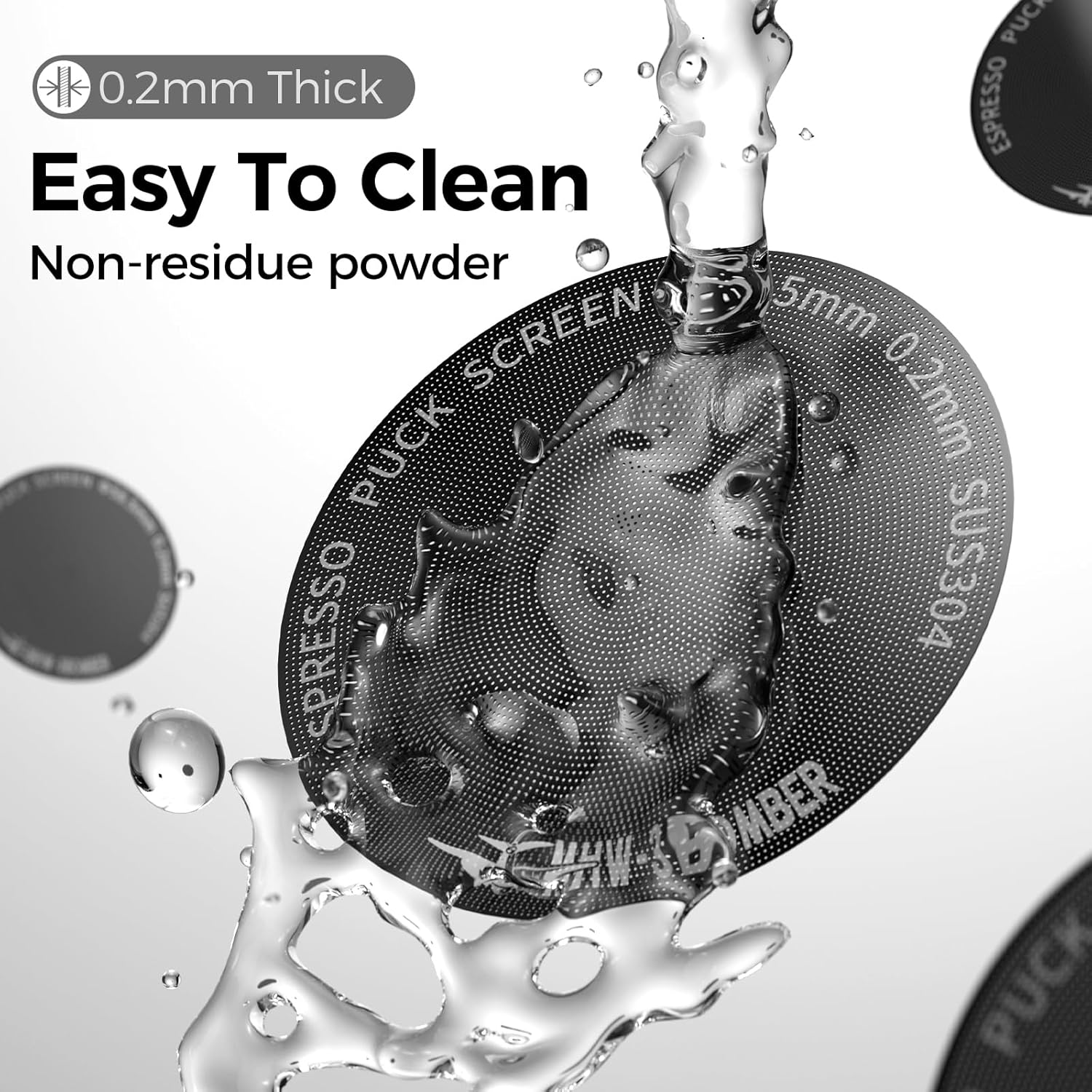 MHW-3BOMBER 54mm Espresso Puck Screen - 0.2mm Ultra Thin Espresso Puck - Metal Reusable Coffee Filter for Portafilter Basket 54mm - Puck Screen with Stand 3 Pack FG7051-OS