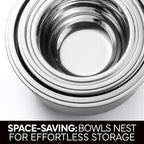 COOK WITH COLOR Stainless Steel Mixing Bowls Set with Lids - Nesting Bowls with Non-Slip Bottom, Black, 12 Pieces