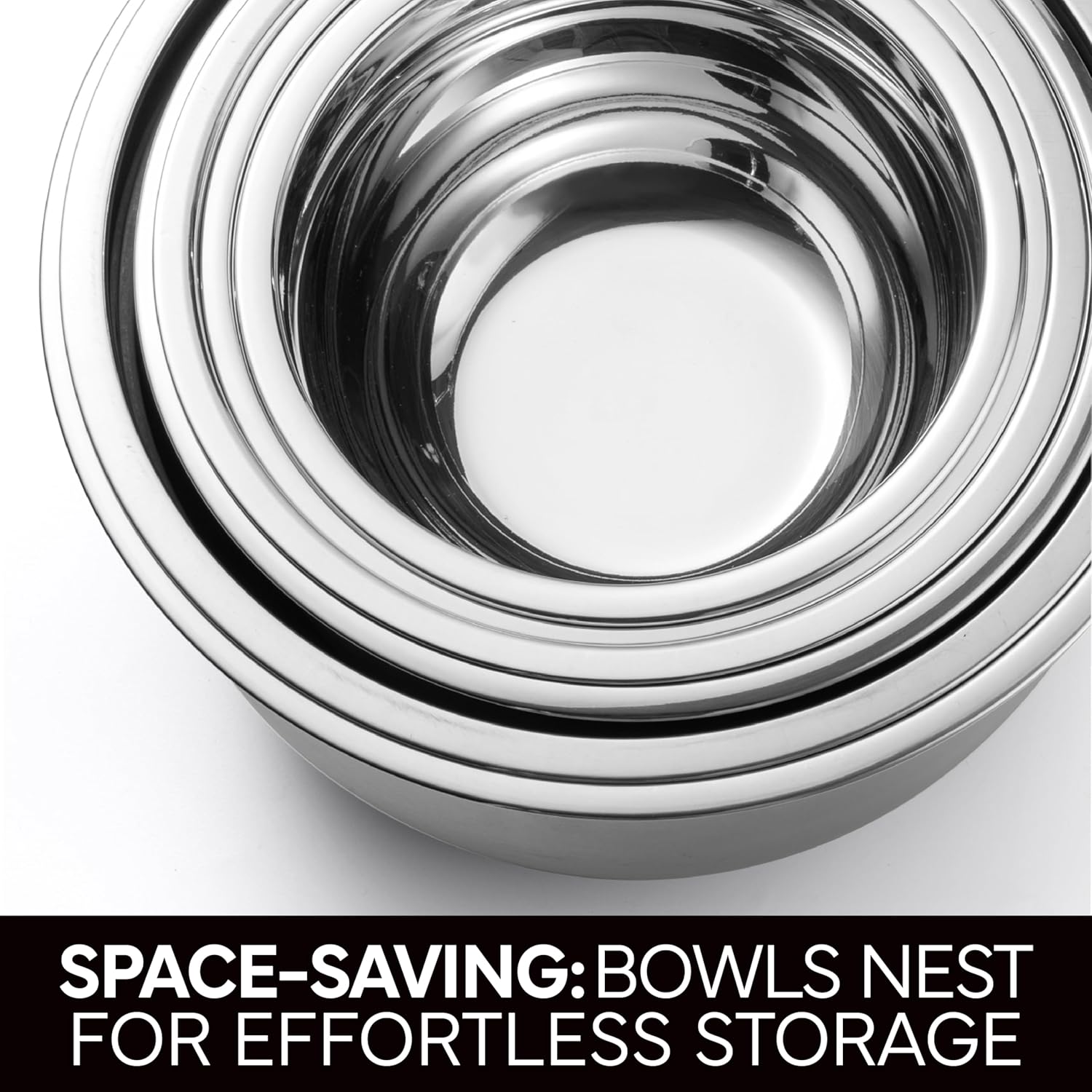 COOK WITH COLOR Stainless Steel Mixing Bowls Set with Lids - Nesting Bowls with Non-Slip Bottom, Black, 12 Pieces