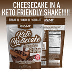 Giant Sports Keto Cheesecake Shake Mix - Delicious Low Carb, Ketogenic Diet Gluten Free Powder Mix - Works Great with Almond Milk - Chocolate (20 Serving Bag)