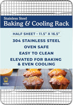 Ultra Cuisine Heavy Duty Cooling Rack for Cooking and Baking - Professional Grade Premium100% Stainless Steel Baking Rack & Wire Cooling Mesh for Roasting & Grilling - Dishwasher Safe - 11.5" x 16.5"