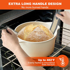 Silicone Bread Sling Dutch Oven Liner, Non-Stick & Easy Clean Reusable Oval and Round Silicone Bread Baking Mat with Long Handles, Easy to Transfer Sourdough Bread - 2 Gray Set