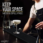 Esatto 27.5” x 3.87” XL Professional Service Spill Bar Supply Mat Anti-Skid Bartender Mat Non-Slip Black Bar Mat for Coffee Drinks Mixing Pad for Bars, Home, Kitchen, Pubs, Restaurants (2 Pack, Black)