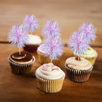 Gyufise 30Pcs Foil Firework Cupcake Toppers Sparkle Tinsel Cake Toppers Tinsel Drink Cake Decoration Cocktail Picks for Birthday Wedding Graduation Party Supplies Laser Purple