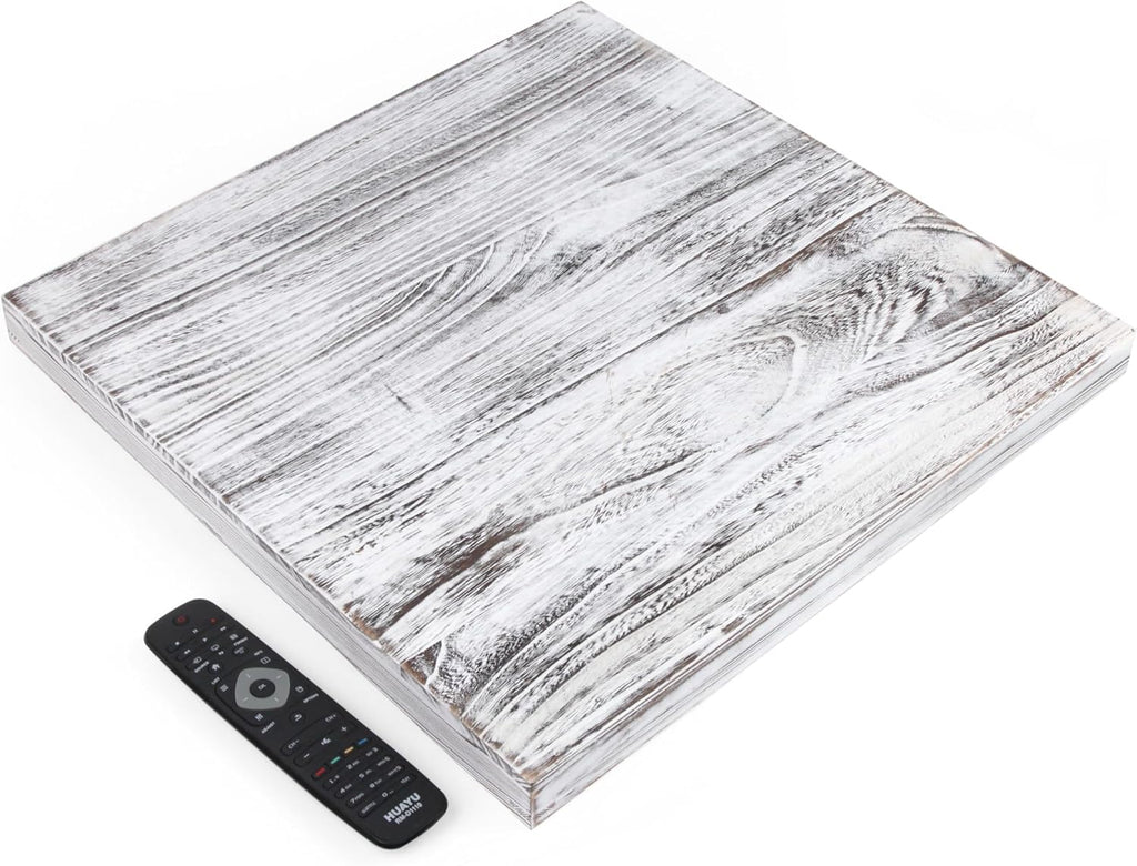 Extra Large Square Ottoman Table Tray 20" - Rustic Wooden Serving Tray for Farmhouse Decorative Oversized Coffee Table Trays Living Room Kitchen Counter Breakfast White