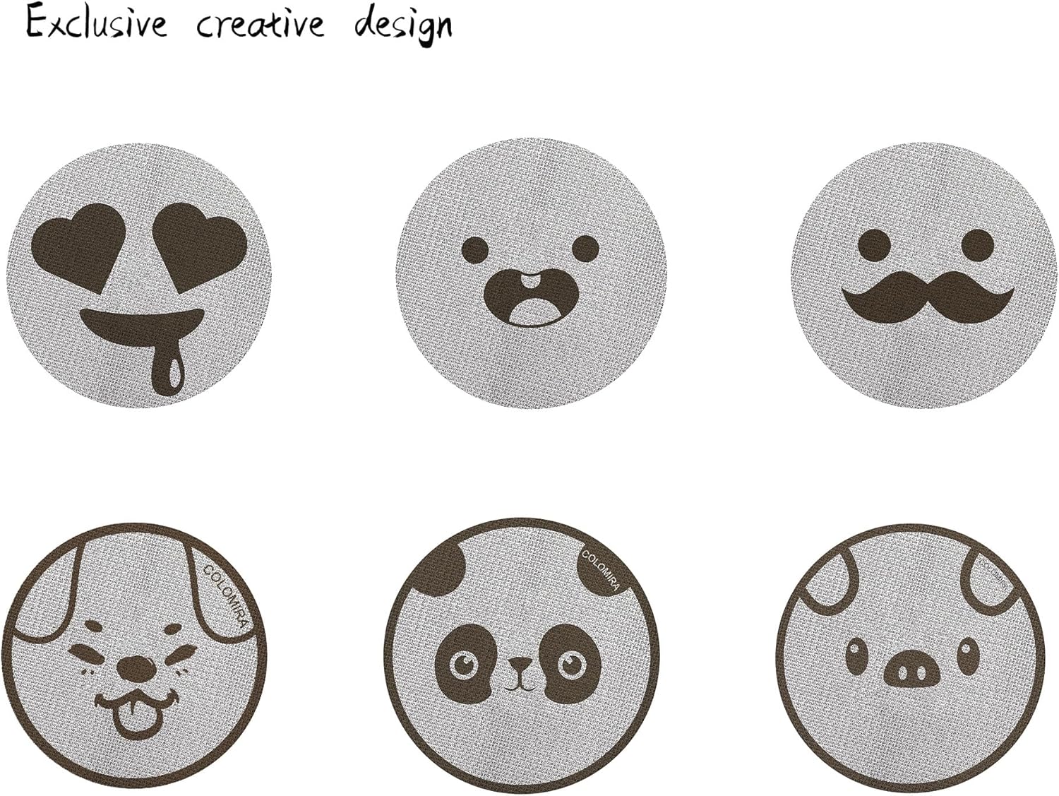 58.5mm Espresso Puck Screen 3-Pack, Lower Shower Screen, Metal Coffee Reusable Filter for 58mm Espresso Portafilter Basket, 1.7 Thickness(Cute Animal)