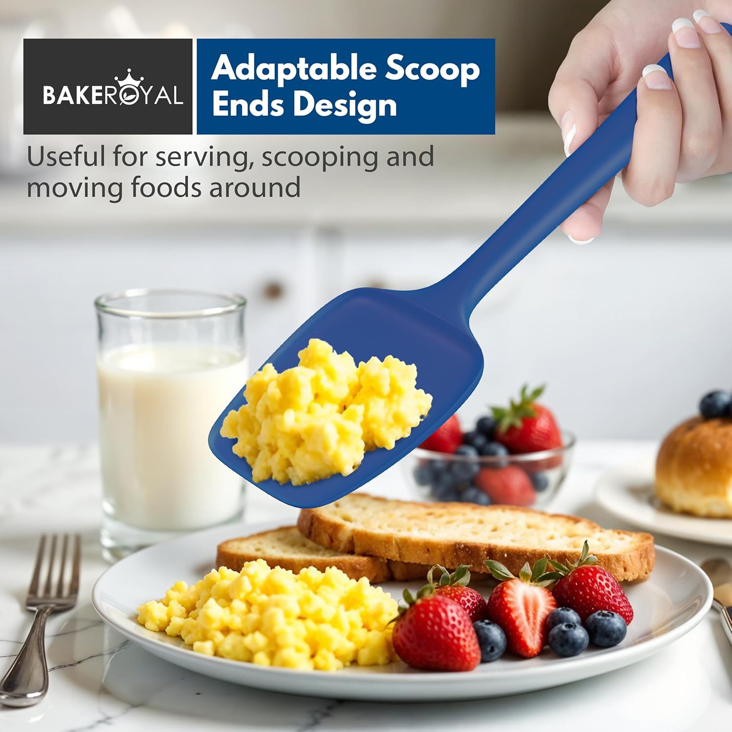 Silicone Spatula Set - 4-Piece Rubber Spatulas Silicone Heat Resistant 600°F for Everyday Task - Seamless Design Kitchen Spatulas for Nonstick Cookware - Royal Blue