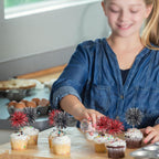 40 PCS Foil Firework Cupcake Toppers Sparkle Tinsel Cupcake Picks Fireworks Birthday Party Decorations Cocktail Fruit Toothpick for Birthday Wedding Graduation Party Decorations Supplies Black Red